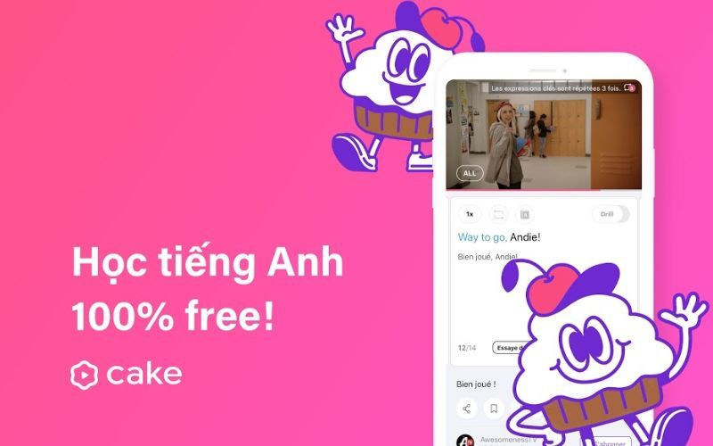 phần mềm học tiếng anh cake