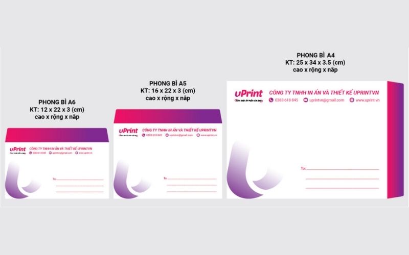 Kích thước in phong bì công ty tại uPrint Kích thước in phong bì công ty tại uPrint