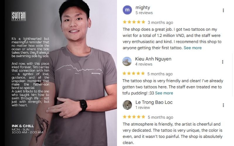 Customer experience and reviews Sutran Tattoo Studio
