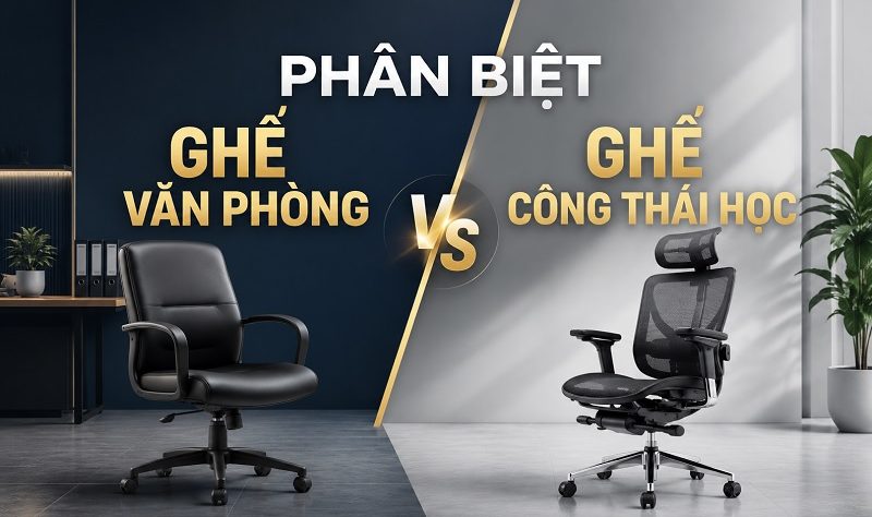 phân biệt ghế văn phòng và ghế công thái học