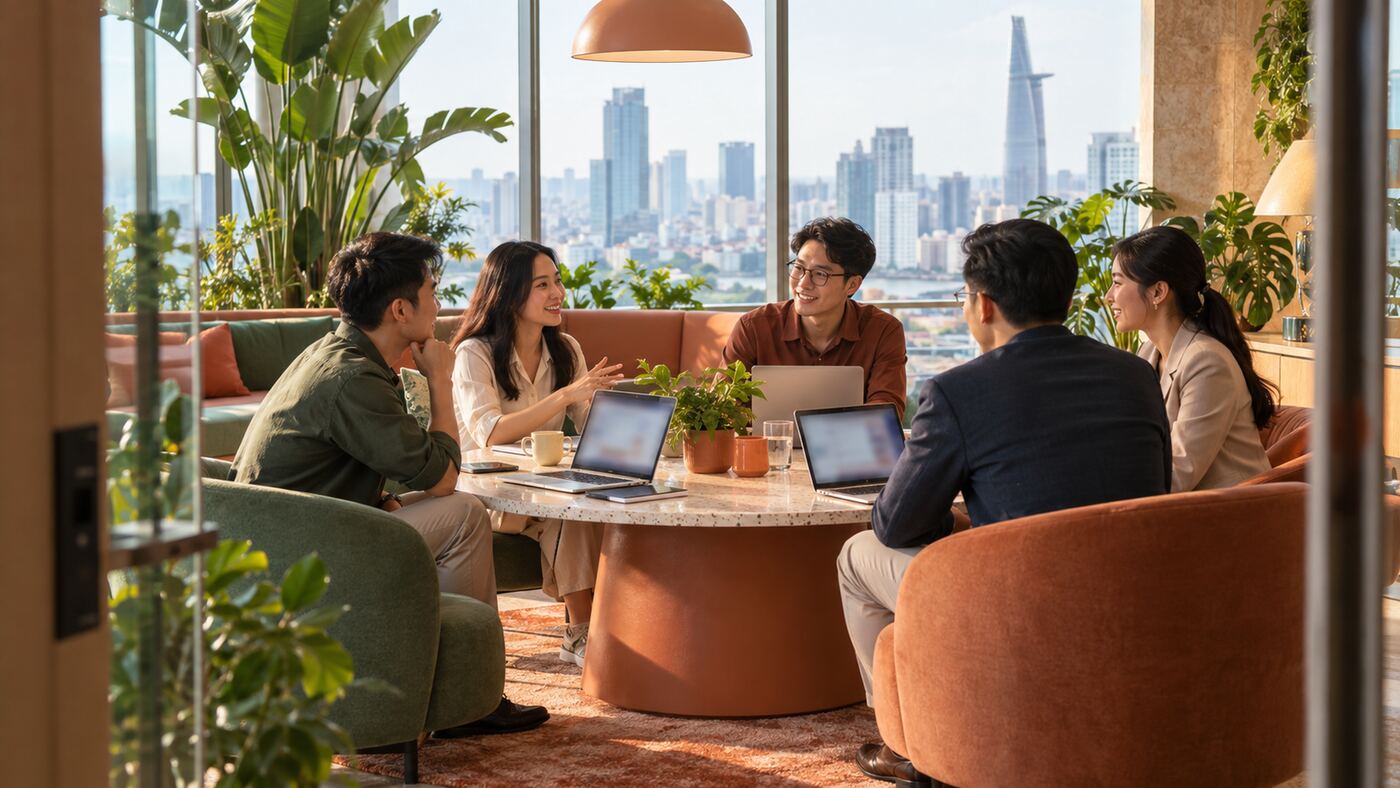 Góc làm việc minh họa chủ đề công ty thiết kế web uy tín tại tphcm